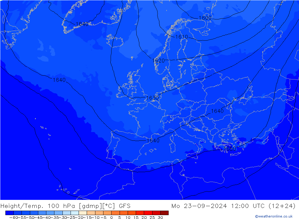 Yükseklik/Sıc. 100 hPa GFS Pzt 23.09.2024 12 UTC