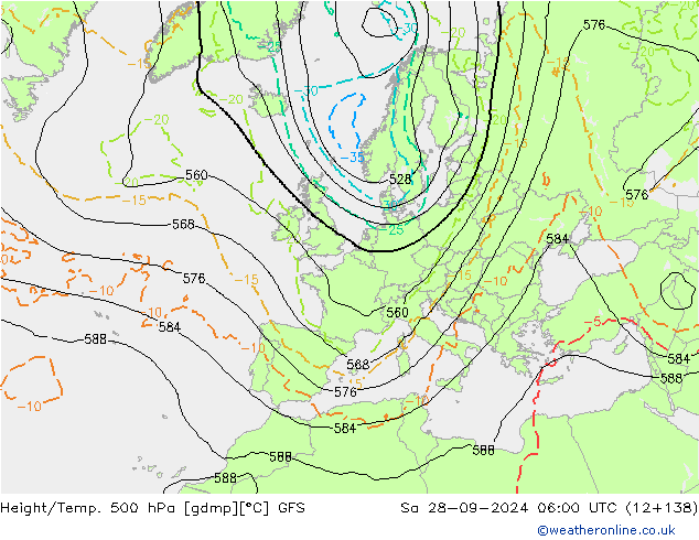 Z500/Rain (+SLP)/Z850 GFS sab 28.09.2024 06 UTC