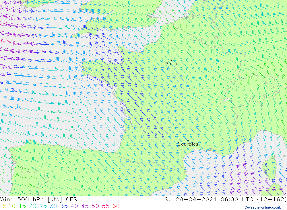 Wind 500 hPa GFS Ne 29.09.2024 06 UTC