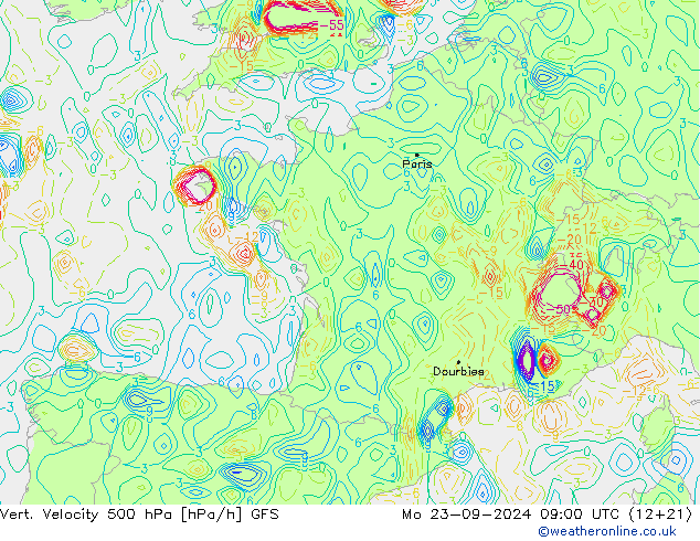 Vert. snelheid 500 hPa GFS ma 23.09.2024 09 UTC