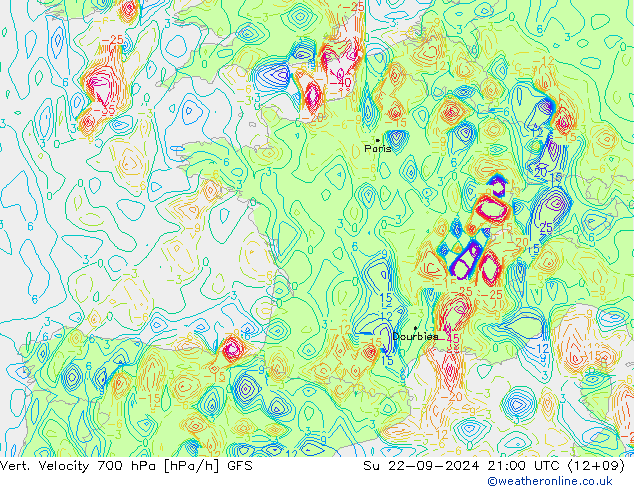 Vert. Velocity 700 hPa GFS dom 22.09.2024 21 UTC