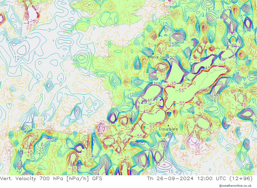 700 hPa Dikey Hız GFS Eylül 2024