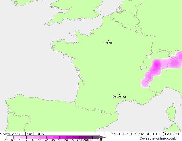 Snow accu. GFS Ter 24.09.2024 06 UTC