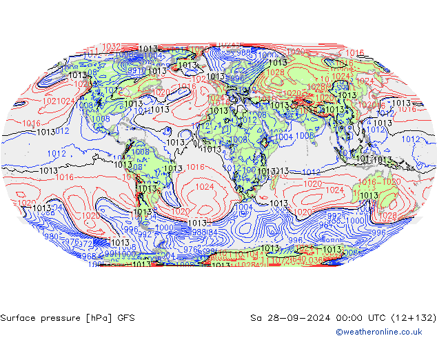 Surface pressure GFS Sa 28.09.2024 00 UTC