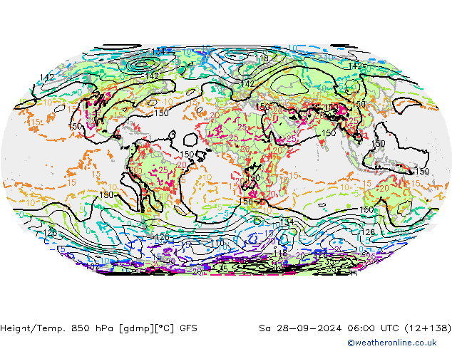 Height/Temp. 850 hPa GFS Sa 28.09.2024 06 UTC