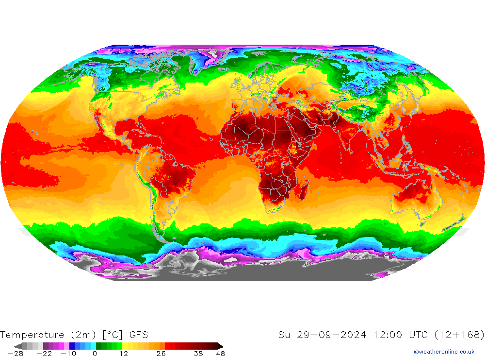 température (2m) GFS dim 29.09.2024 12 UTC