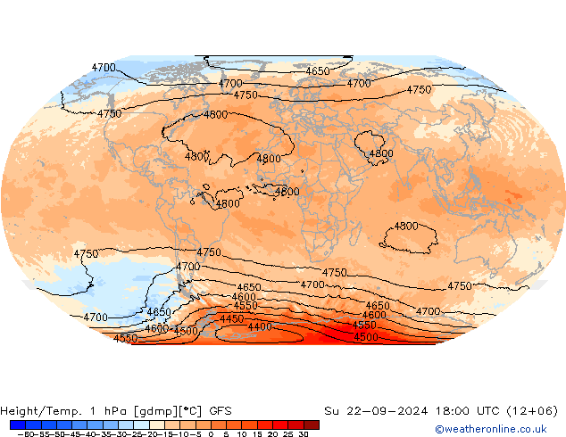 Hoogte/Temp. 1 hPa GFS zo 22.09.2024 18 UTC