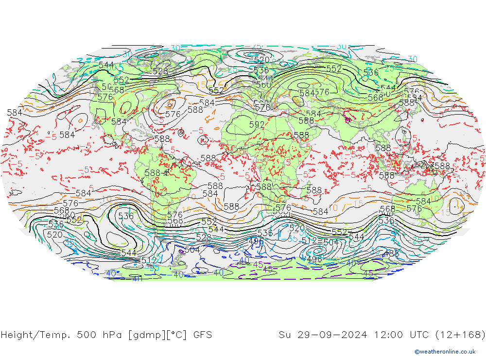 Z500/Rain (+SLP)/Z850 GFS So 29.09.2024 12 UTC