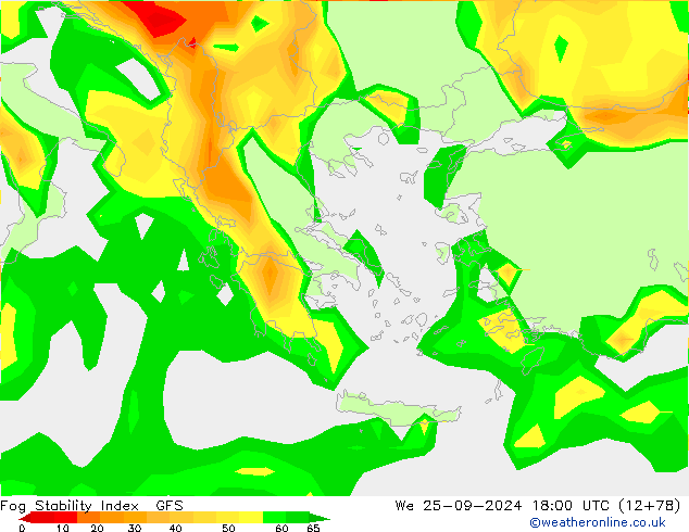 Fog Stability Index GFS Qua 25.09.2024 18 UTC