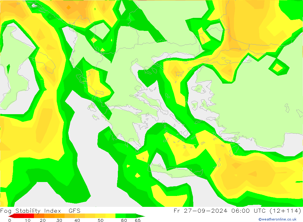 Fog Stability Index GFS пт 27.09.2024 06 UTC