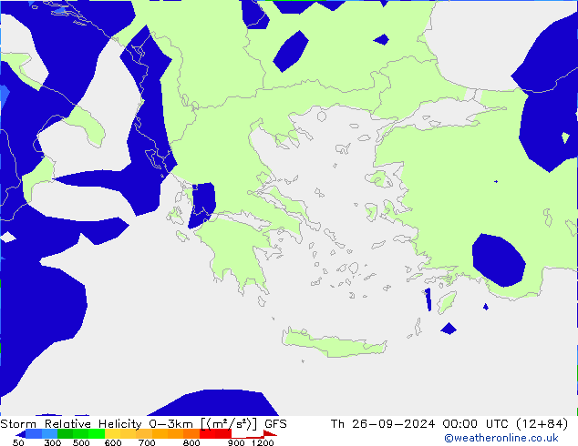 Storm Relative Helicity GFS gio 26.09.2024 00 UTC