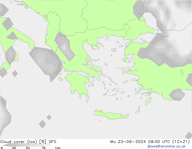 Nubi basse GFS lun 23.09.2024 09 UTC