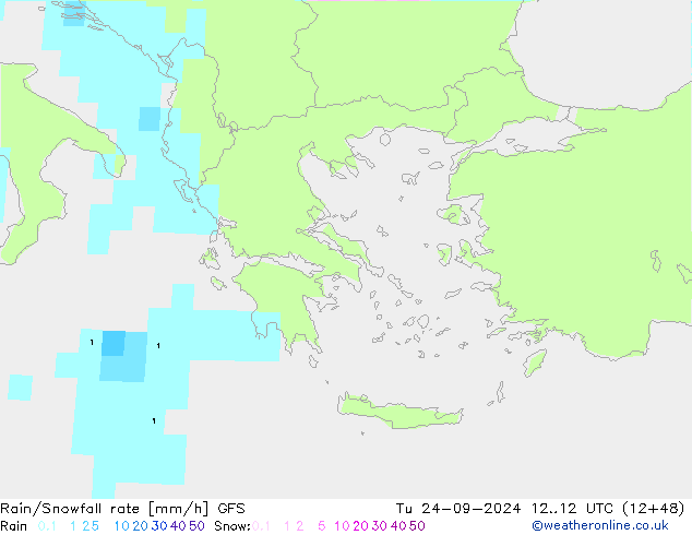 Regen/Schneefallrate GFS Di 24.09.2024 12 UTC