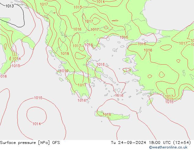 GFS: Út 24.09.2024 18 UTC