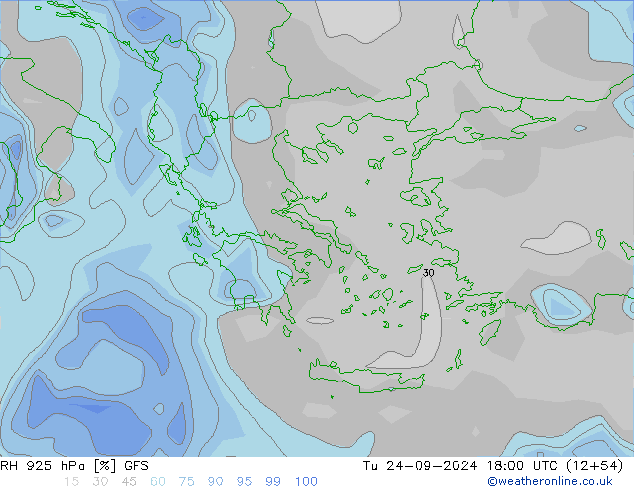 RH 925 hPa GFS Di 24.09.2024 18 UTC