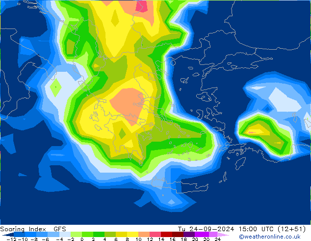 Soaring Index GFS Út 24.09.2024 15 UTC