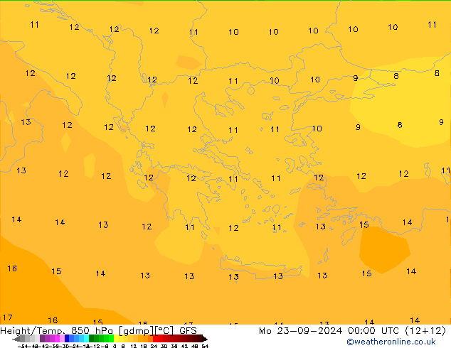 Height/Temp. 850 hPa GFS Mo 23.09.2024 00 UTC
