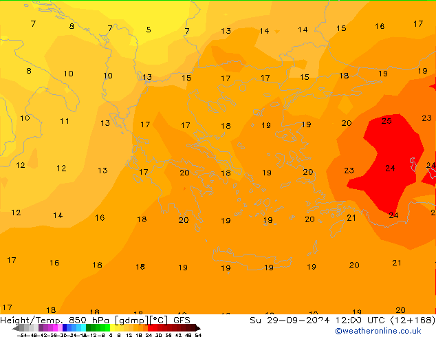 Height/Temp. 850 hPa GFS Dom 29.09.2024 12 UTC