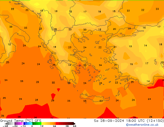 Bodentemperatur GFS Sa 28.09.2024 18 UTC