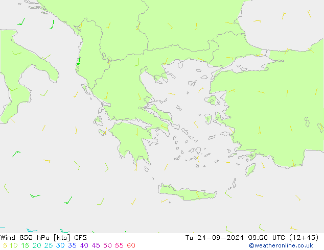 Wind 850 hPa GFS Tu 24.09.2024 09 UTC