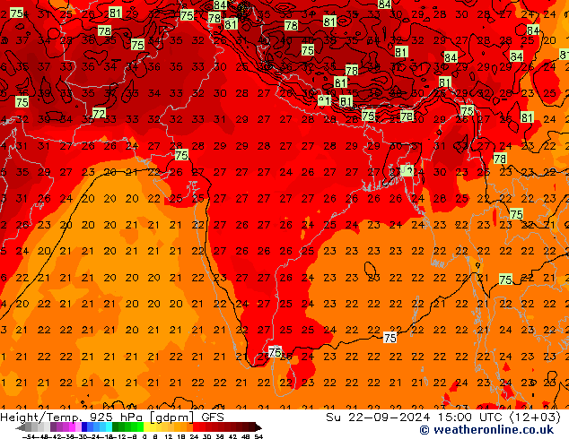 Height/Temp. 925 hPa GFS Su 22.09.2024 15 UTC