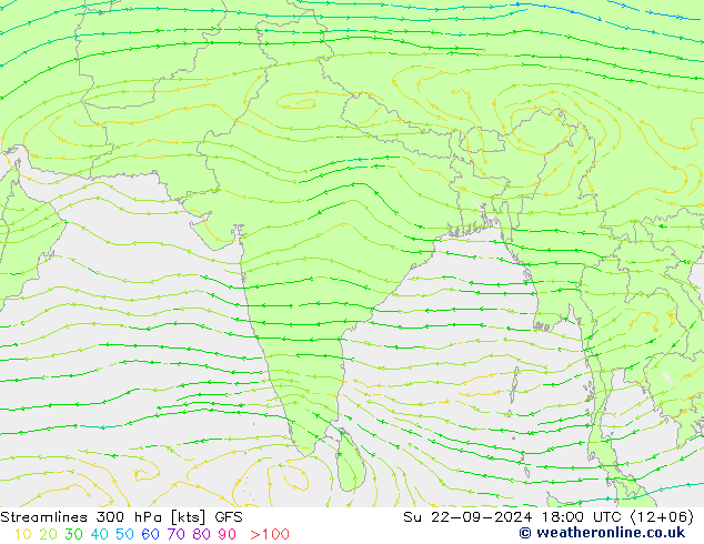 Streamlines 300 hPa GFS Su 22.09.2024 18 UTC