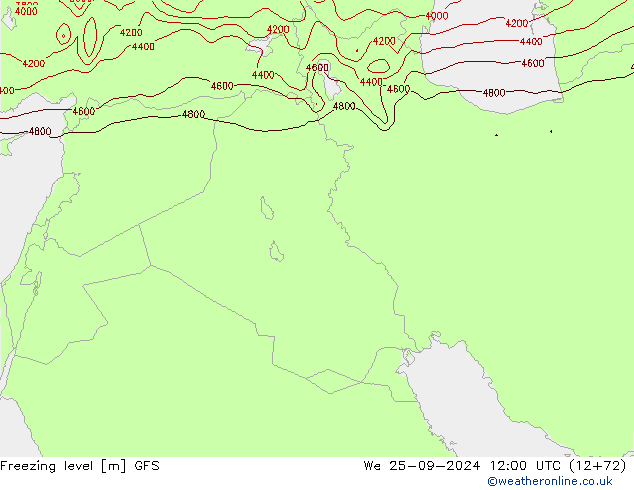 Freezing level GFS We 25.09.2024 12 UTC