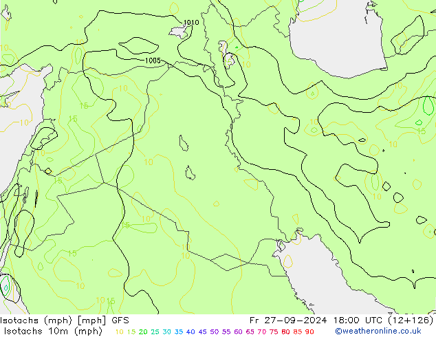 Isotachs (mph) GFS Pá 27.09.2024 18 UTC