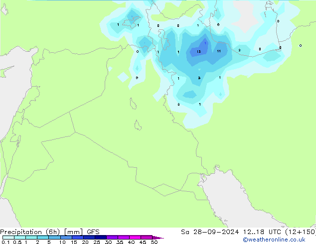 осадки (6h) GFS сб 28.09.2024 18 UTC