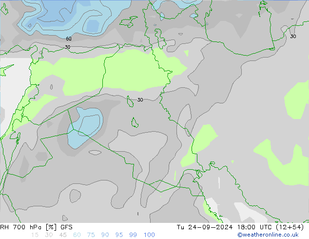 RH 700 hPa GFS Ter 24.09.2024 18 UTC