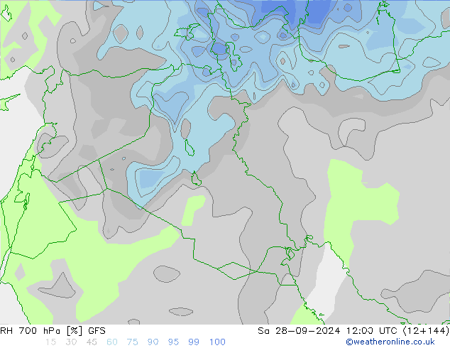 RH 700 hPa GFS sab 28.09.2024 12 UTC