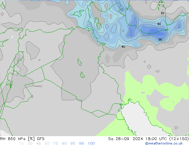 RH 850 hPa GFS sab 28.09.2024 18 UTC