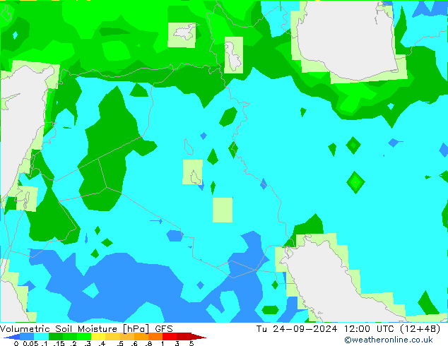 Volumetric Soil Moisture GFS Tu 24.09.2024 12 UTC