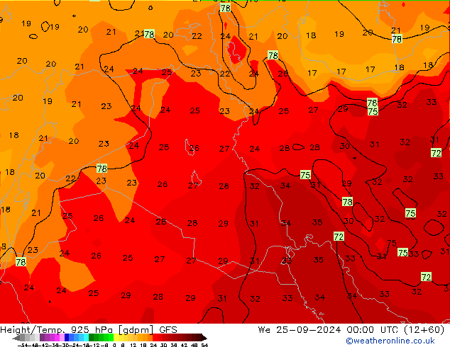 Height/Temp. 925 гПа GFS Сентябрь 2024