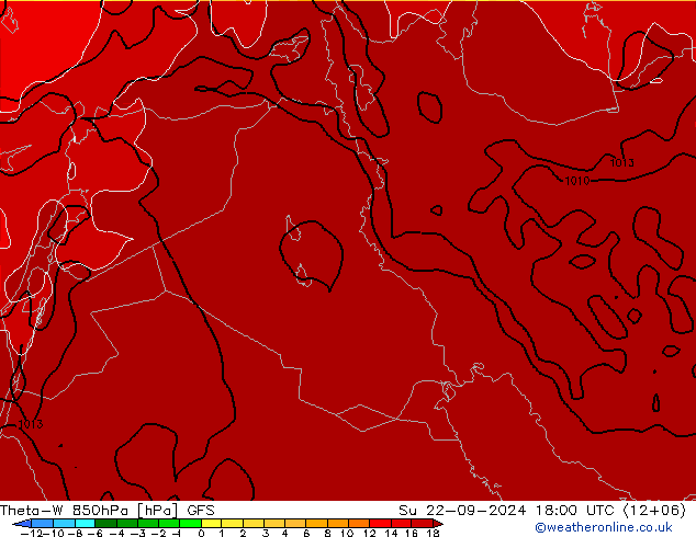 Theta-W 850hPa GFS So 22.09.2024 18 UTC