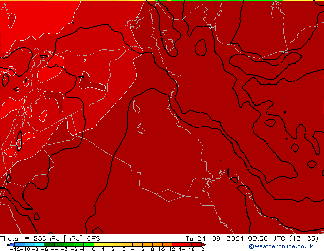 Theta-W 850hPa GFS Tu 24.09.2024 00 UTC