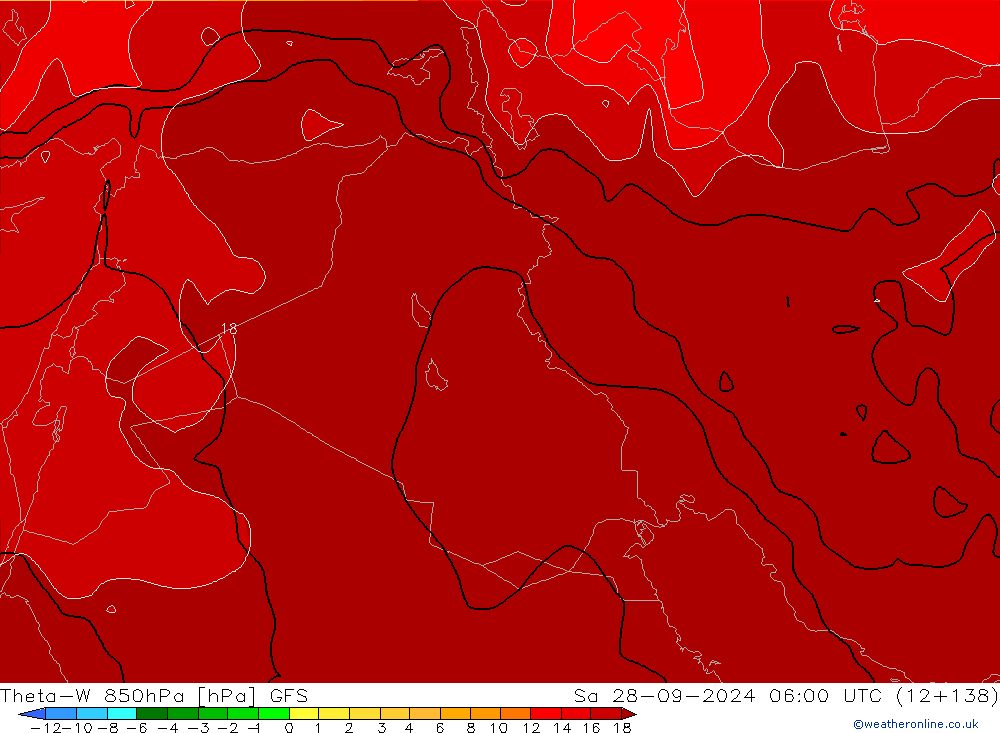 Theta-W 850hPa GFS za 28.09.2024 06 UTC