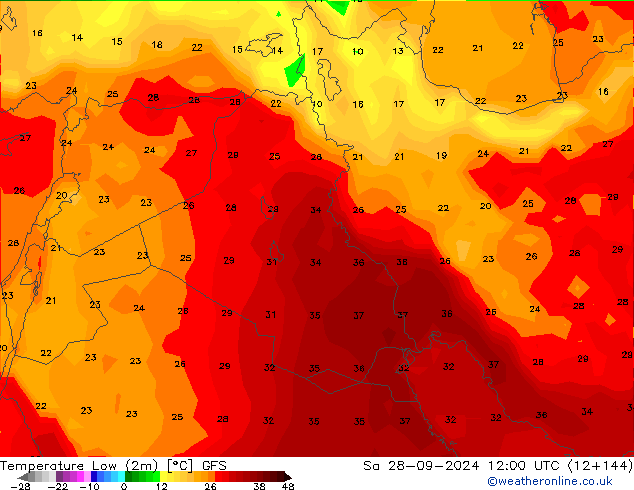 Min.  (2m) GFS  28.09.2024 12 UTC