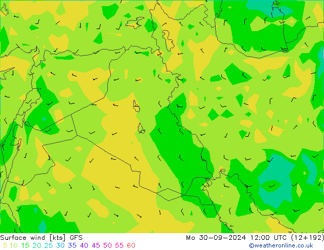 Surface wind GFS Mo 30.09.2024 12 UTC