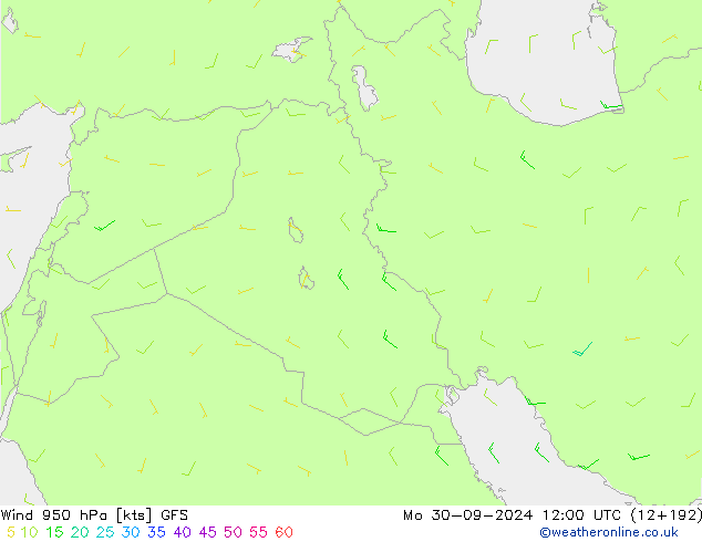 Wind 950 hPa GFS Mo 30.09.2024 12 UTC