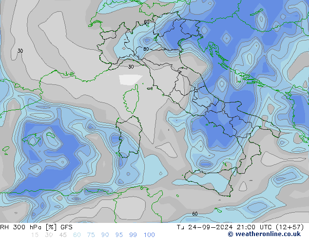 RH 300 hPa GFS  24.09.2024 21 UTC