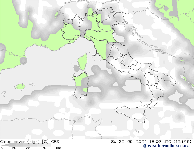 vysoký oblak GFS Ne 22.09.2024 18 UTC