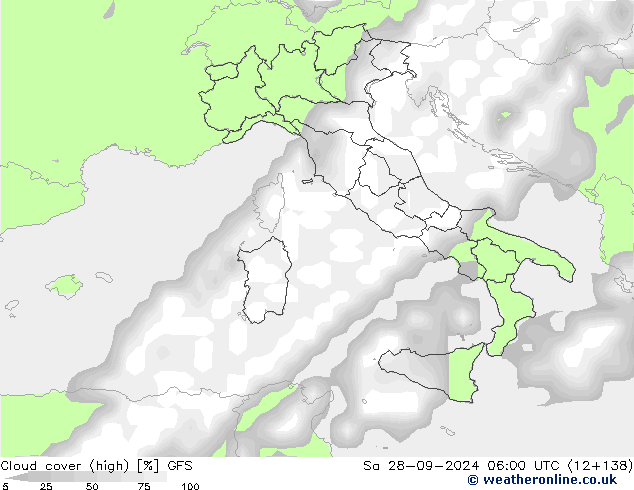 Bewolking (Hoog) GFS za 28.09.2024 06 UTC