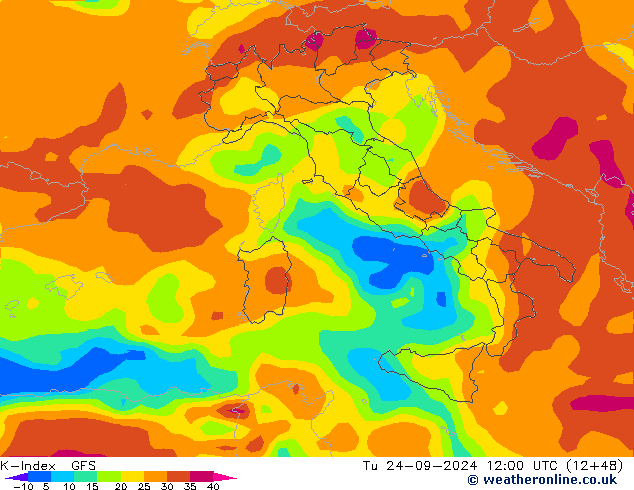 K-Index GFS Tu 24.09.2024 12 UTC