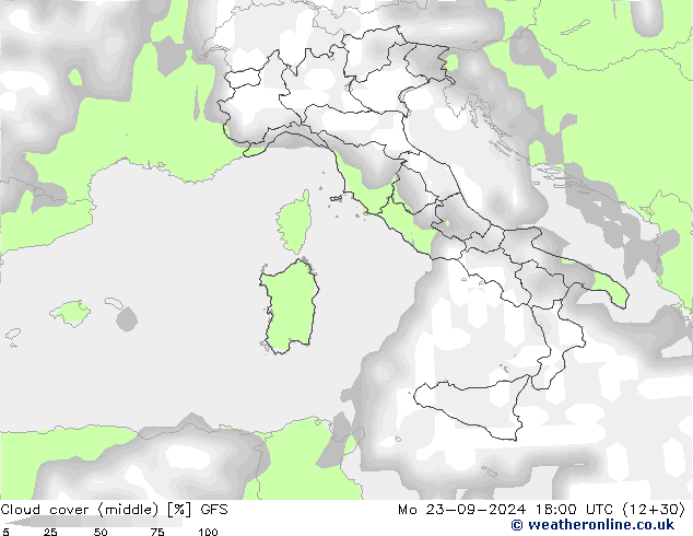 Nubi medie GFS lun 23.09.2024 18 UTC