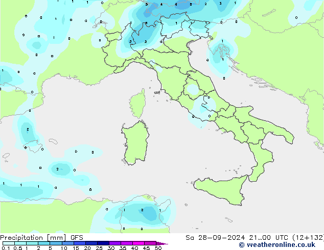 Srážky GFS So 28.09.2024 00 UTC