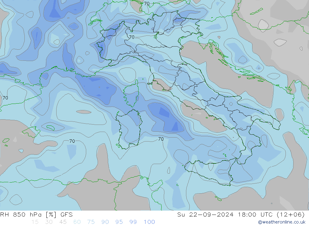 RV 850 hPa GFS zo 22.09.2024 18 UTC