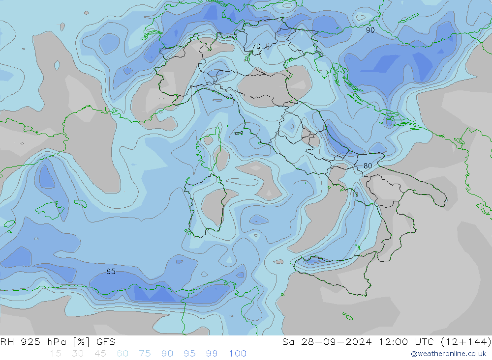 925 hPa Nispi Nem GFS Cts 28.09.2024 12 UTC