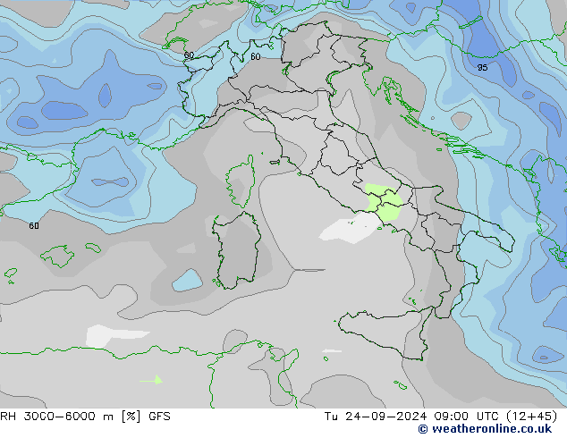 RH 3000-6000 m GFS  24.09.2024 09 UTC