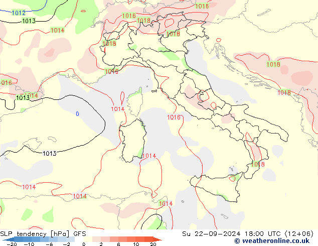 SLP tendency GFS Su 22.09.2024 18 UTC